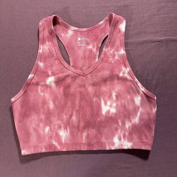 Zella Tops - Zella Tie Dye Racerback Crop top in red/pink/white - size Medium